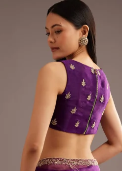 Purple Organza Tissue Saree With Sequins And Cutdana Jaal