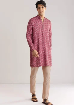 Purple Pashmina Zipper Kurta Pant Set