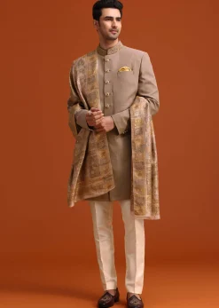 Purple Polyester Hand Embroidered Indo Western Set With Dupatta