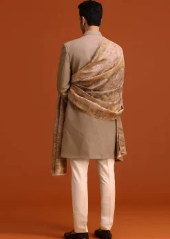 Purple Polyester Hand Embroidered Indo Western Set With Dupatta