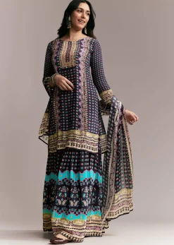 Purple Printed Sharara Set