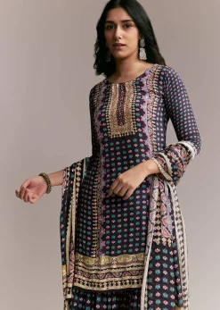 Purple Printed Sharara Set