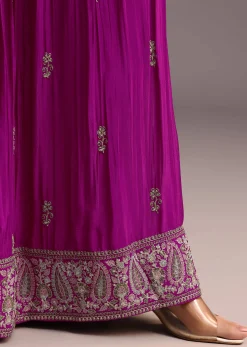 Purple Resham Work Sharara Set With Dupatta