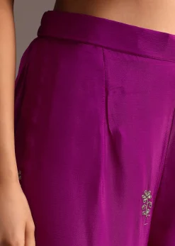 Purple Resham Work Sharara Set With Dupatta