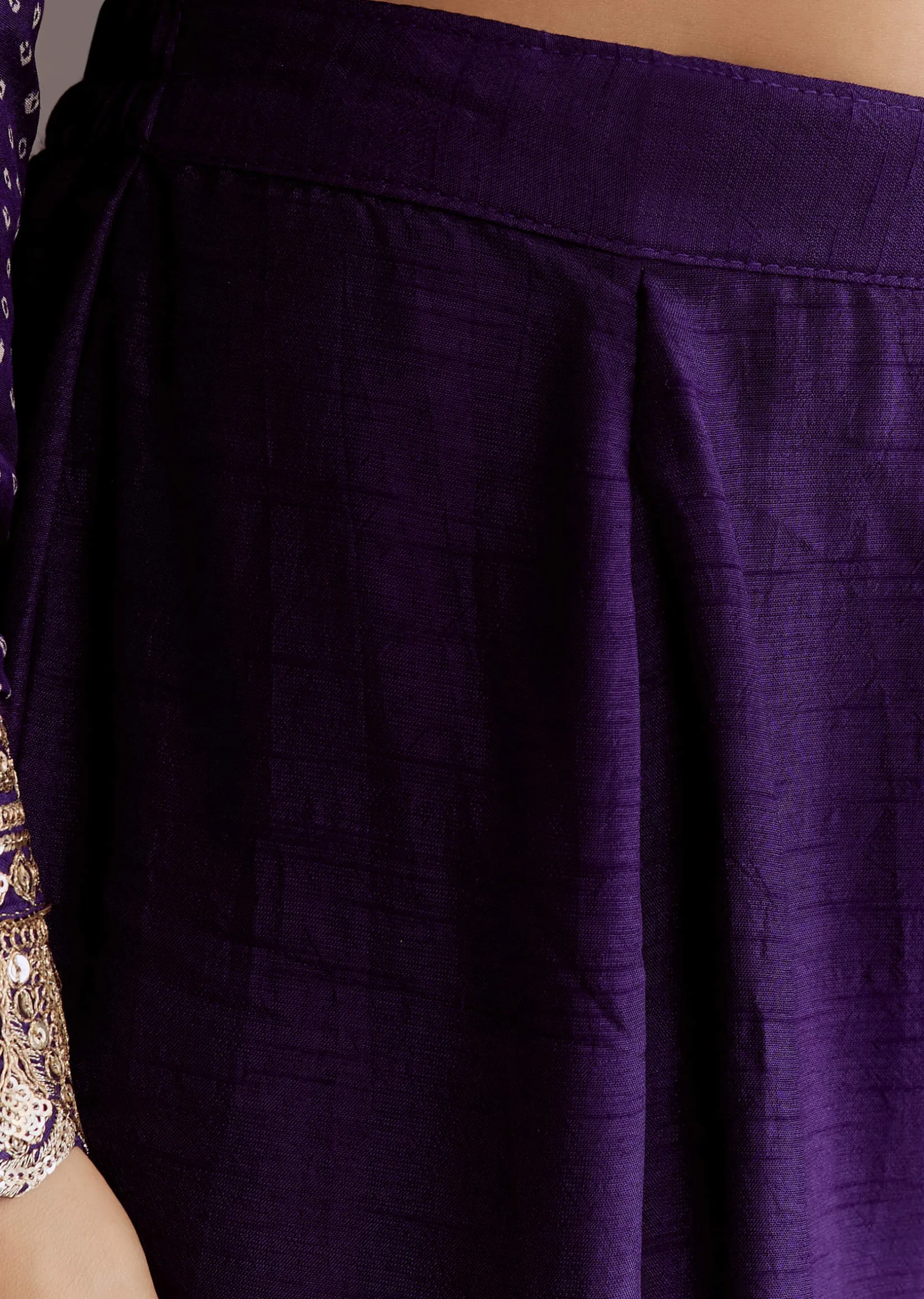 Purple Russian Silk Bandhani Anarkali Suit With Leheriya Dupatta