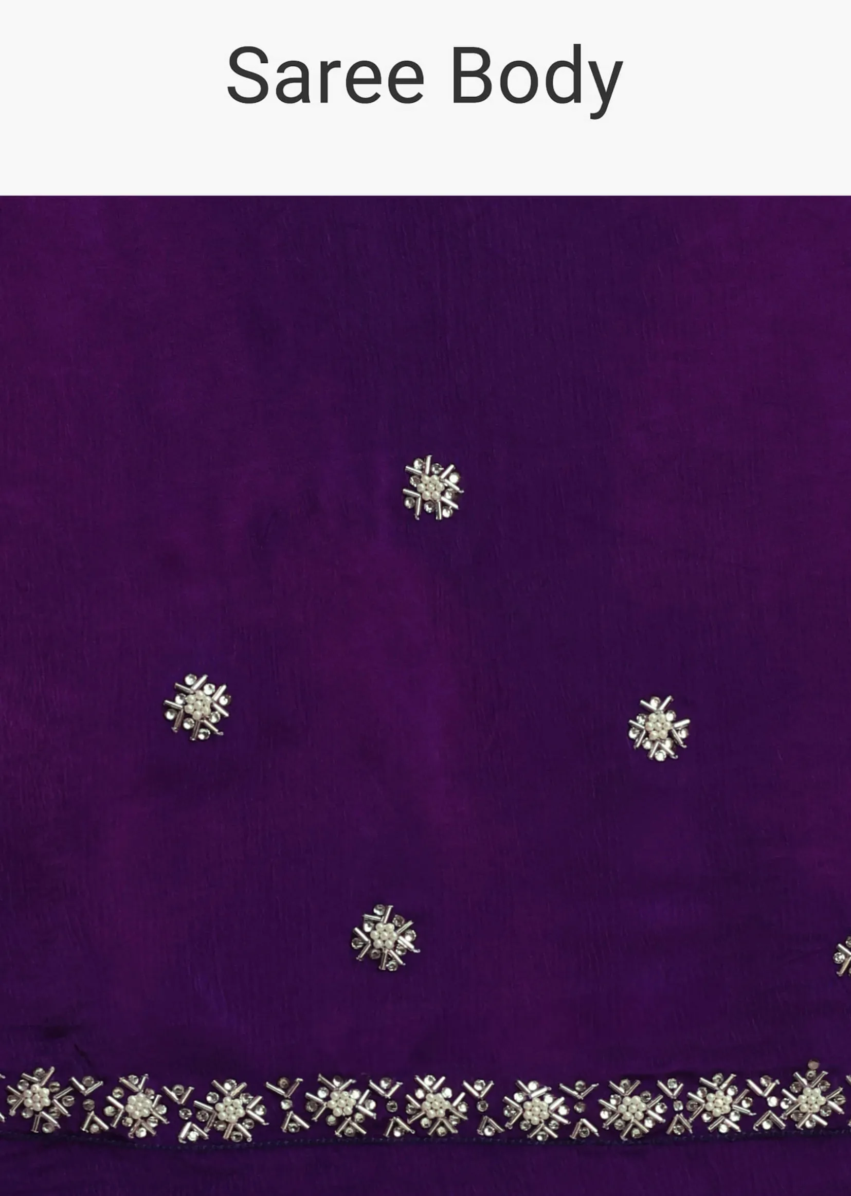 Purple Satin Chinon Saree With Stone Embellishments And Unstitched Blouse Piece