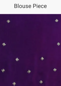 Purple Satin Chinon Saree With Stone Embellishments And Unstitched Blouse Piece