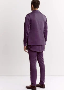 Purple Satin Jacket Kurta Set With Metal Embellishment