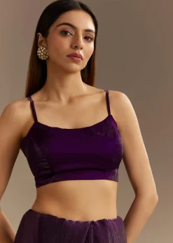 Purple Satin Saree With Gotapatti Work And Scallop Border