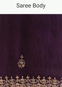 Purple Satin Saree With Gotapatti Work And Scallop Border