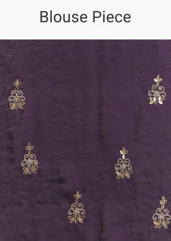 Purple Satin Saree With Gotapatti Work And Scallop Border