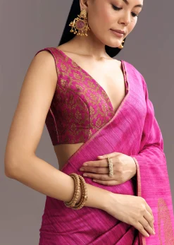 Purple Shaded Kora Silk Handloom Saree With Woven Traditional Motif