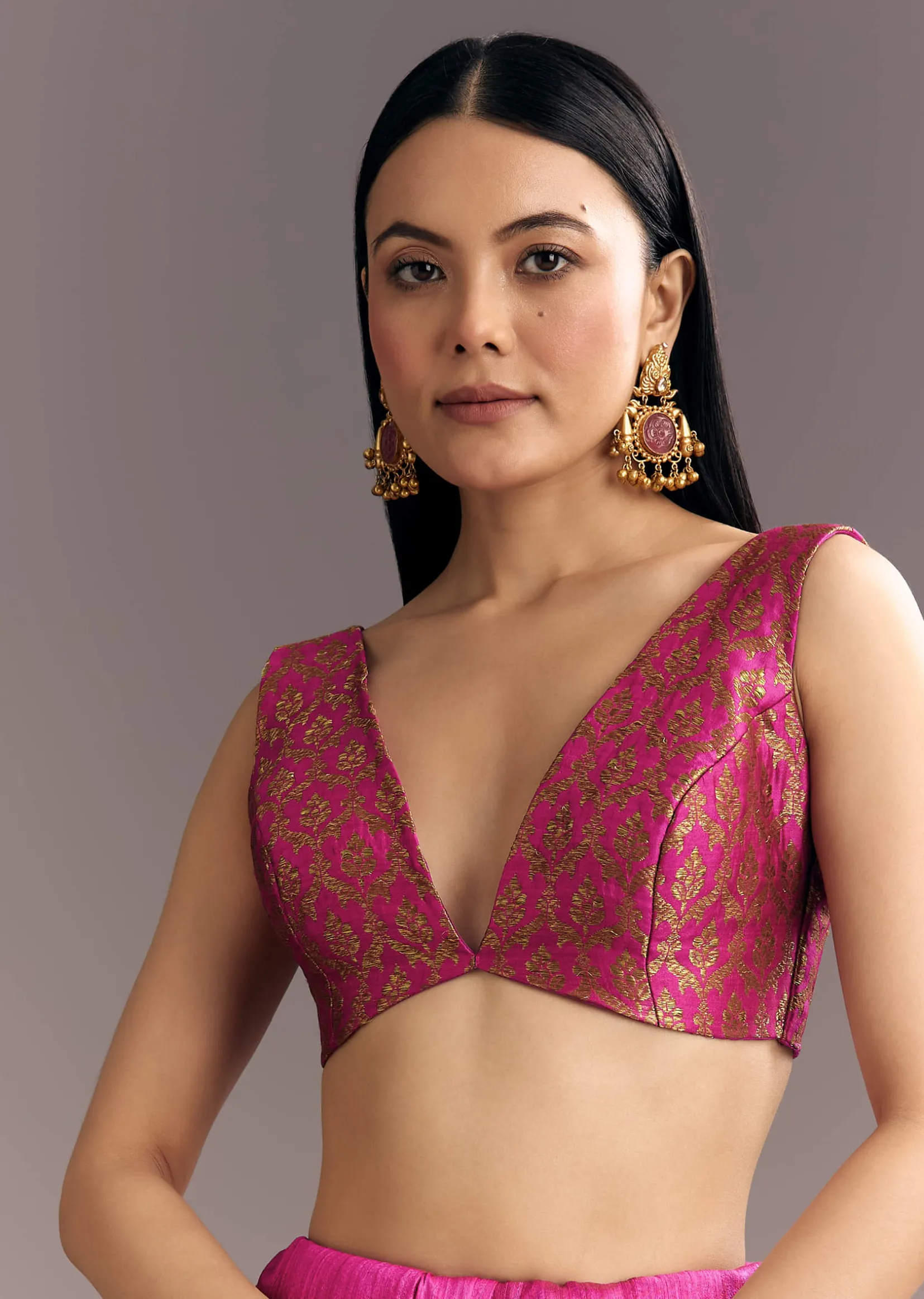 Purple Shaded Kora Silk Handloom Saree With Woven Traditional Motif
