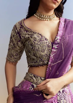 Purple Silk Lehenga with Embellished Choli