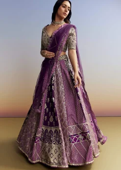 Purple Silk Lehenga with Embellished Choli