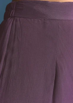 Purple Silk Sequin Work Kurta Sharara With Dupatta