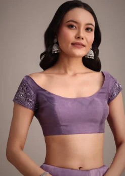Purple Soft Organza Saree With Cutdana Sequins Embroidery