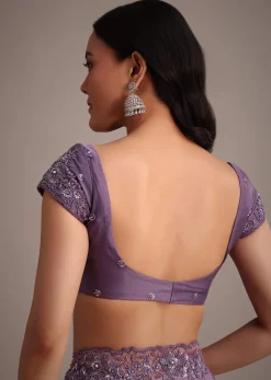 Purple Soft Organza Saree With Cutdana Sequins Embroidery