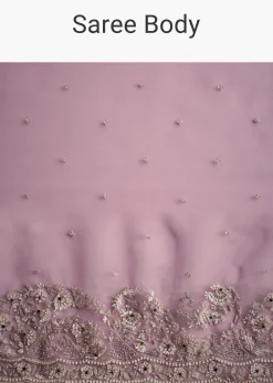 Purple Tissue Embellished Saree With Floral Embroidery All Over