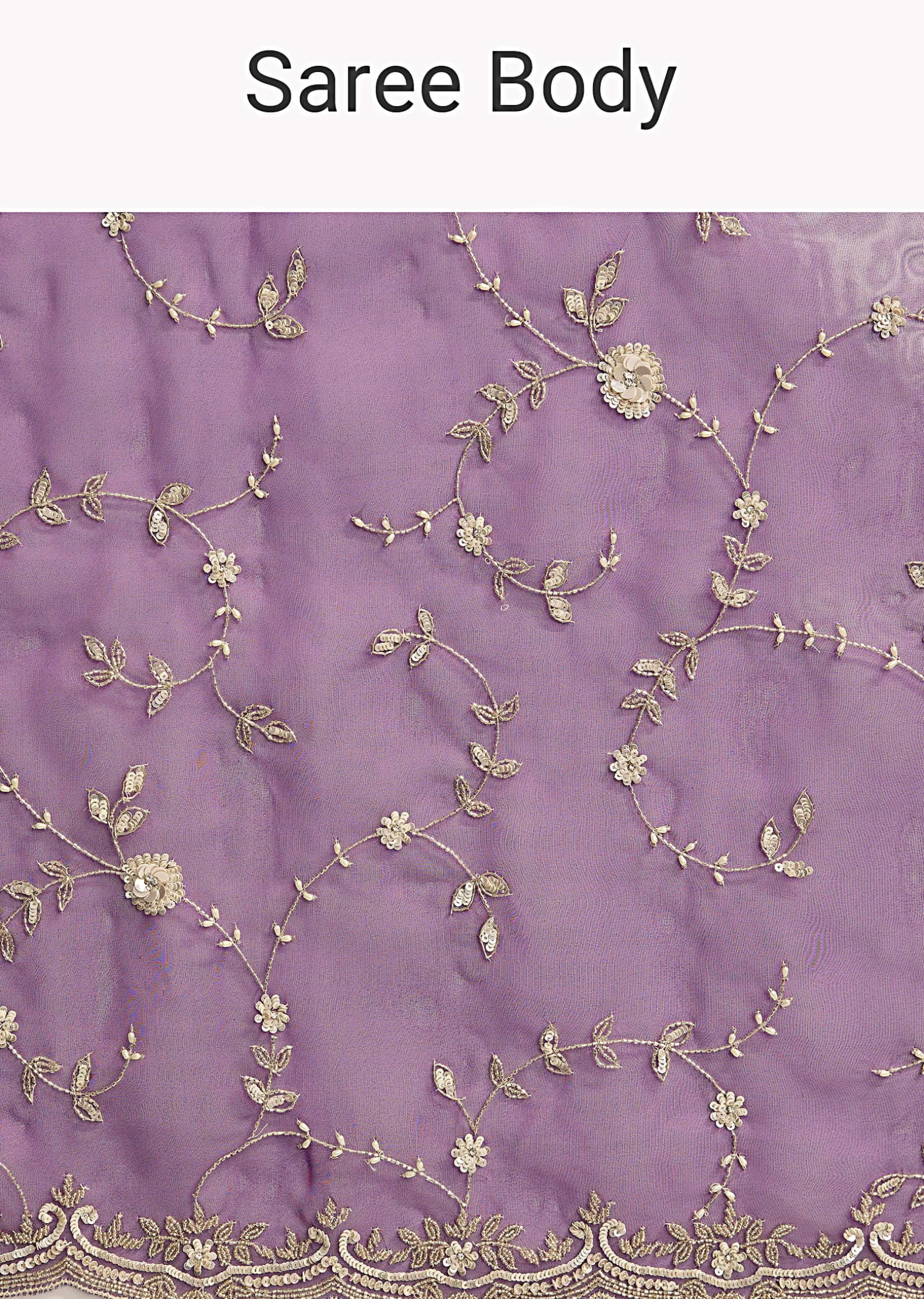 Purple Tissue Saree with Heavy Floral Embroidery