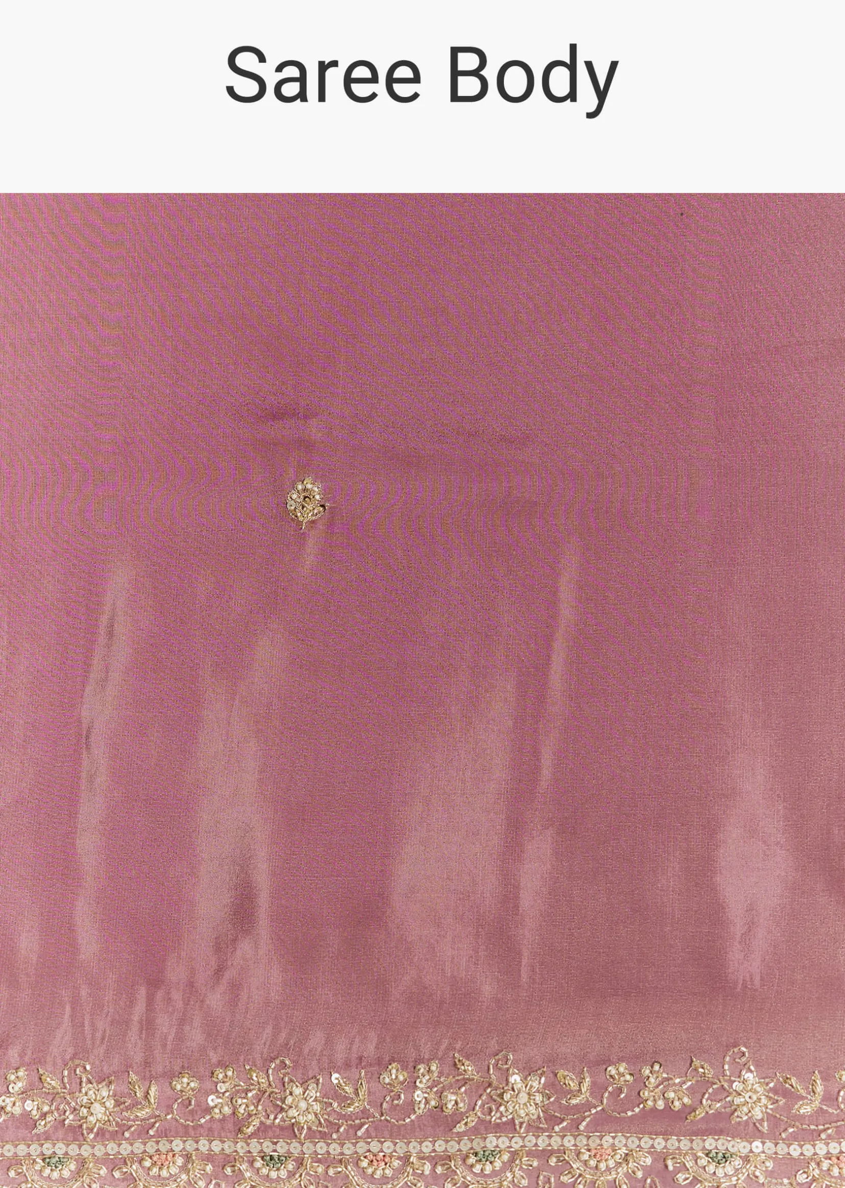 Purple Tissue Saree With Cutdana Sequins And Resham Knot Work
