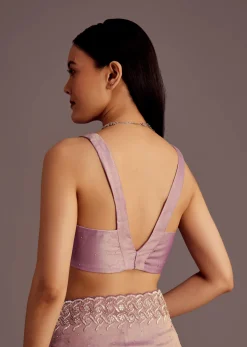 Purple Tissue Saree With Cutdana And Stone Embroidery