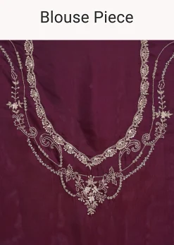 Purple Tissue Sequins Saree With Contrast Blouse