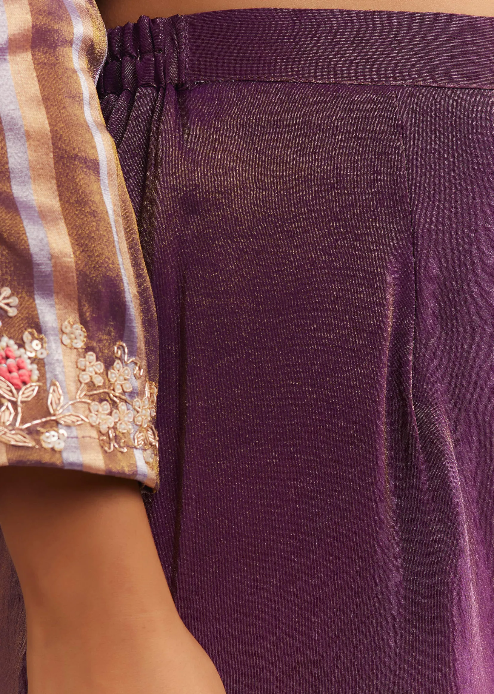 Purple Tissue Zardosi Embroidered Palazzo Set