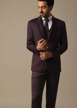 Purple Tuxedo With Intricate Cut Work