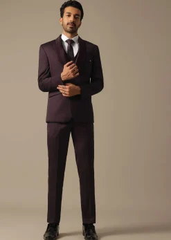 Purple Tuxedo With Intricate Cut Work