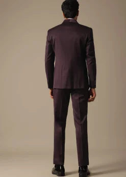 Purple Tuxedo With Intricate Cut Work