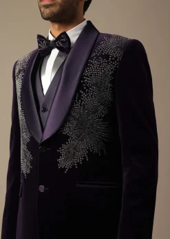 Purple Velvet Tuxedo For Grooms