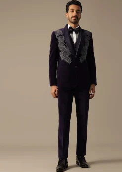Purple Velvet Tuxedo For Grooms