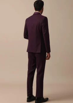 Purple Wine Coloured Tuxedo With Intricate All Over Embroidery