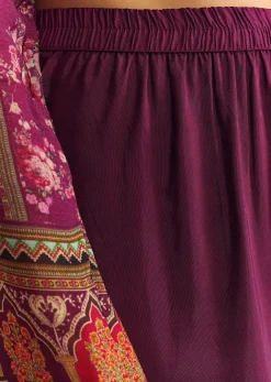 Purple Wine Floral Chinon Kurta Set With Gotta Lace Dupatta