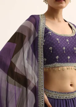 Purple Zig Zag Print Jacket And Skirt Set