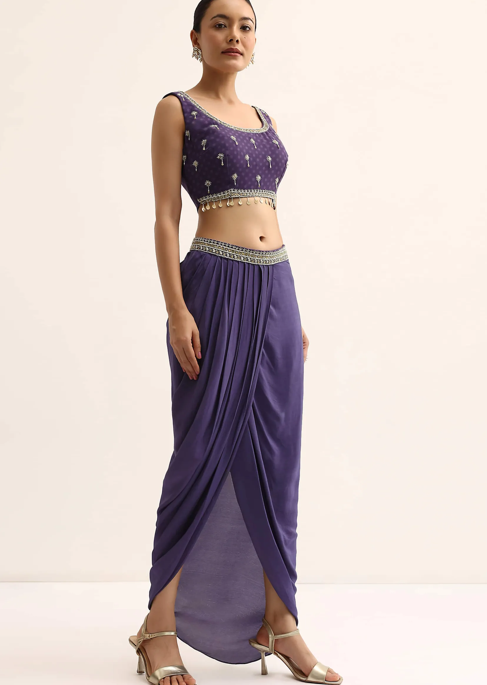 Purple Zig Zag Print Jacket And Skirt Set