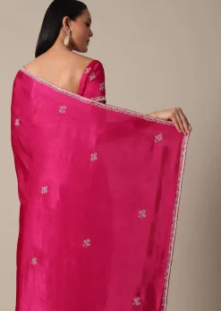 Radiant Pink Saree With Stone Embellishments All Over