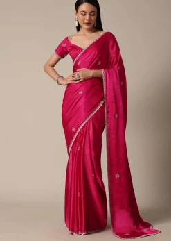 Radiant Pink Saree With Stone Embellishments All Over
