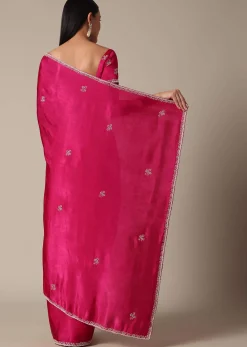 Radiant Pink Saree With Stone Embellishments All Over