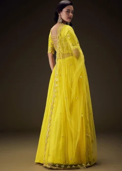 Radiant Yellow Georgette Lehenga With Mirror Work Blouse And Dupatta