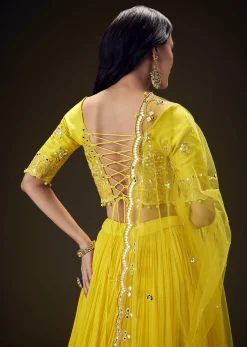 Radiant Yellow Georgette Lehenga With Mirror Work Blouse And Dupatta