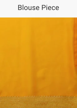 Radiant Yellow Saree In Georgette With Brocade Woven Diagonal Stripes And Floral Border