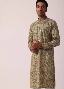 Radiant Yellow Silk Kurta Set For Men