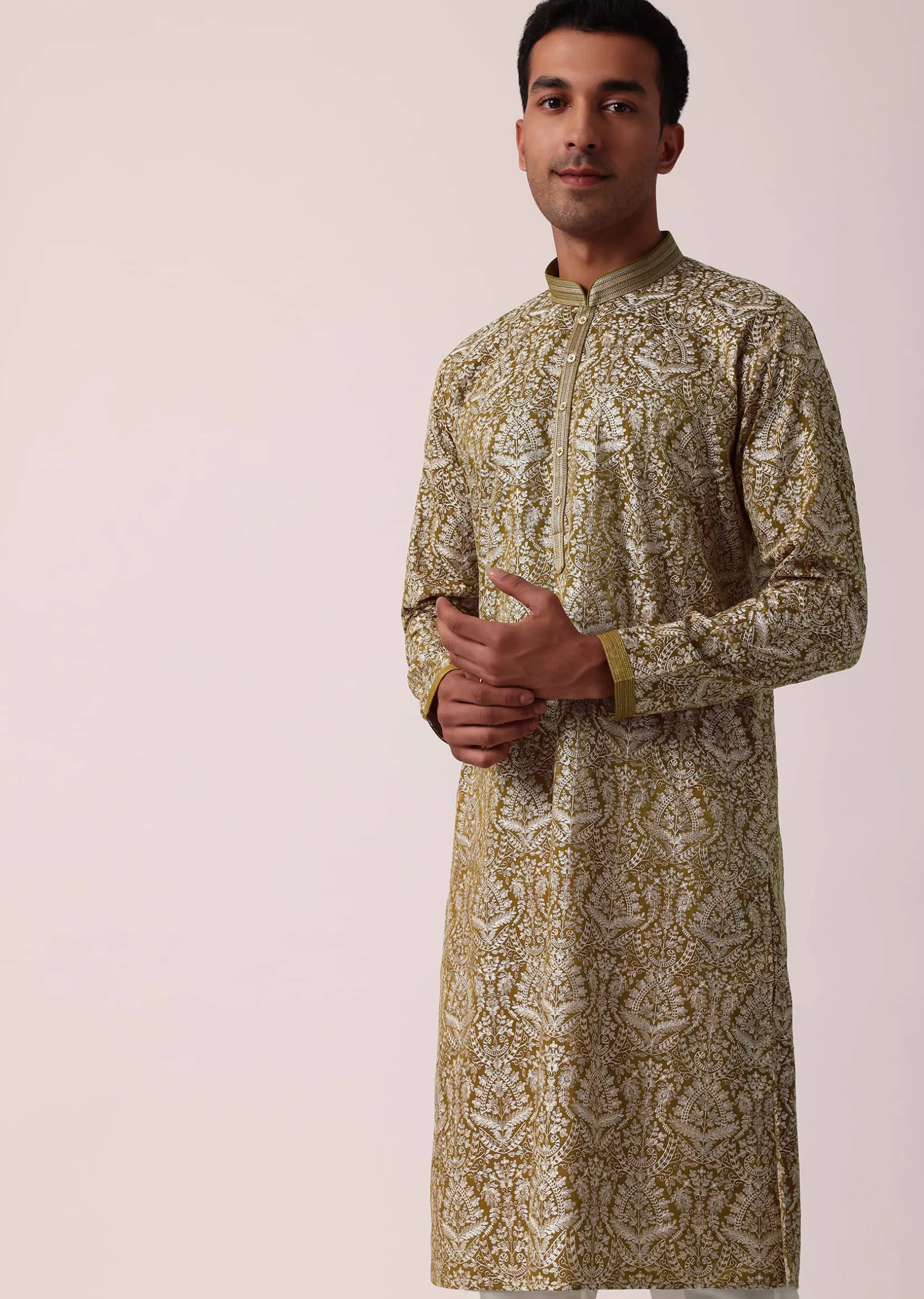 Radiant Yellow Silk Kurta Set For Men