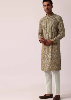 Radiant Yellow Silk Kurta Set For Men
