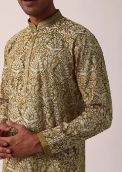 Radiant Yellow Silk Kurta Set For Men