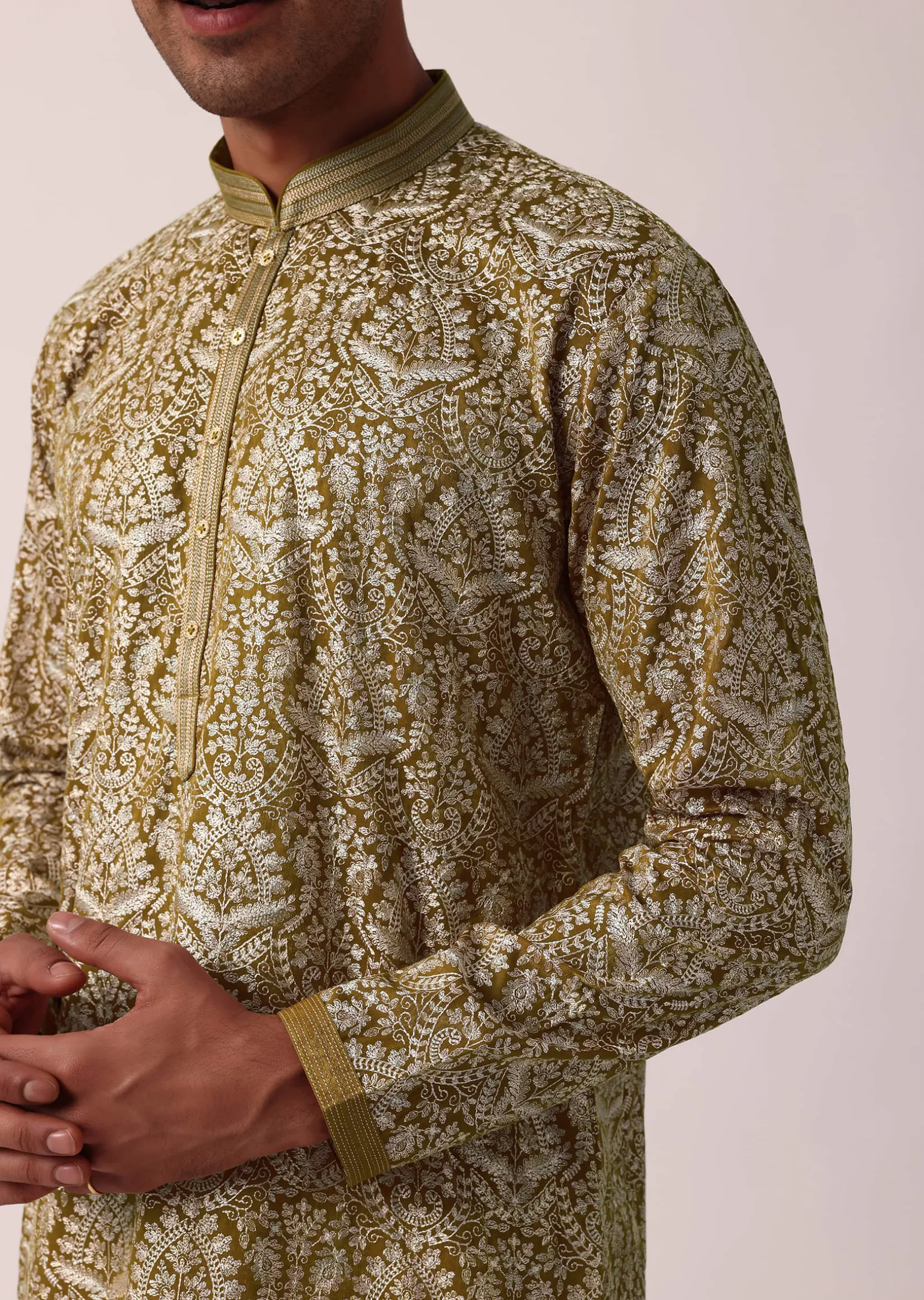 Radiant Yellow Silk Kurta Set For Men