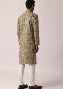 Radiant Yellow Silk Kurta Set For Men