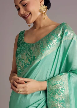Rama Green Dola Silk Saree